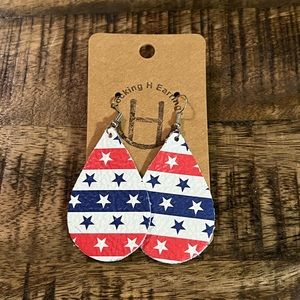 New leather American flag earrings